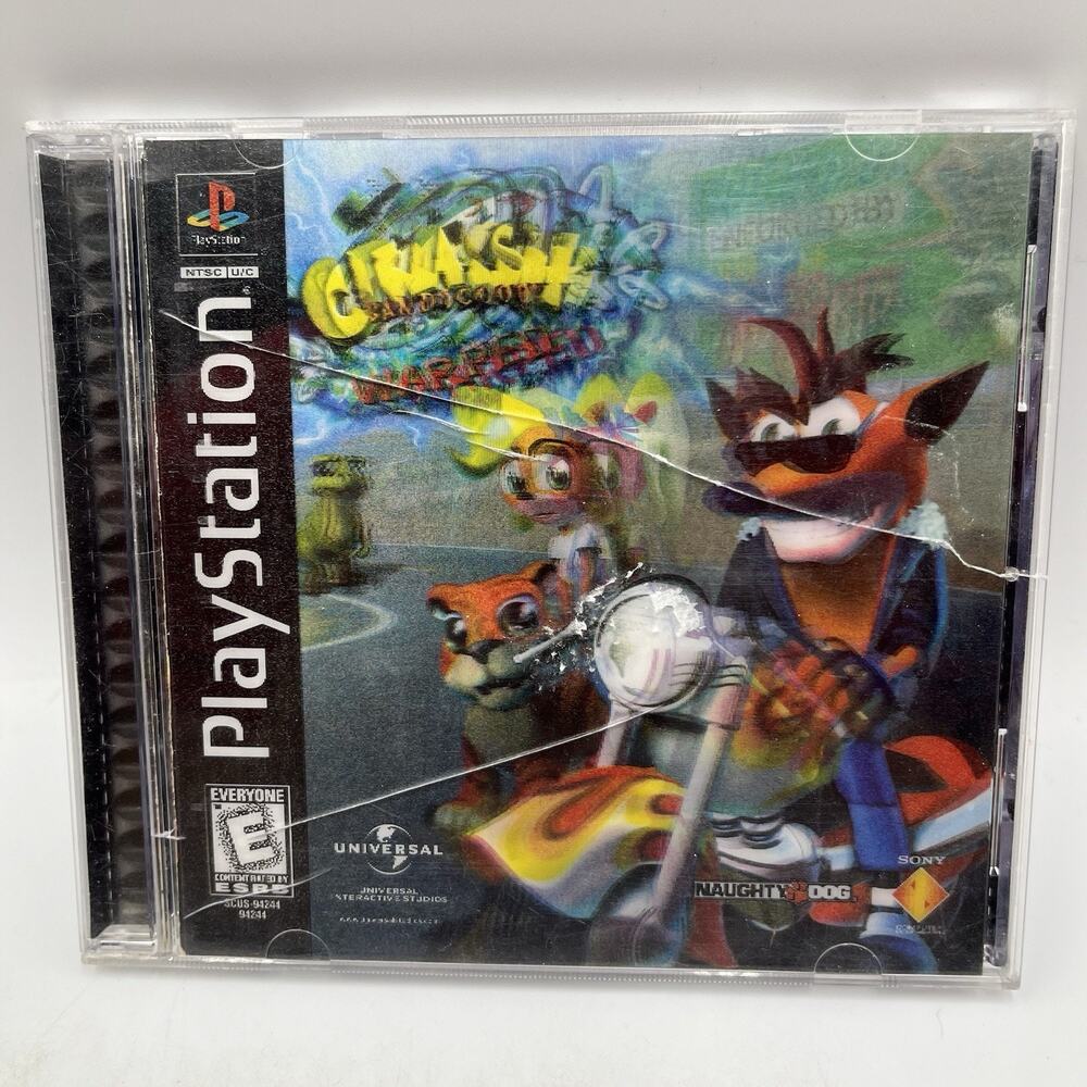 Crash Bandicoot Warped (Sony PlayStation, 1998) PS1 COMPLETE W/ Holo 3D Manual
